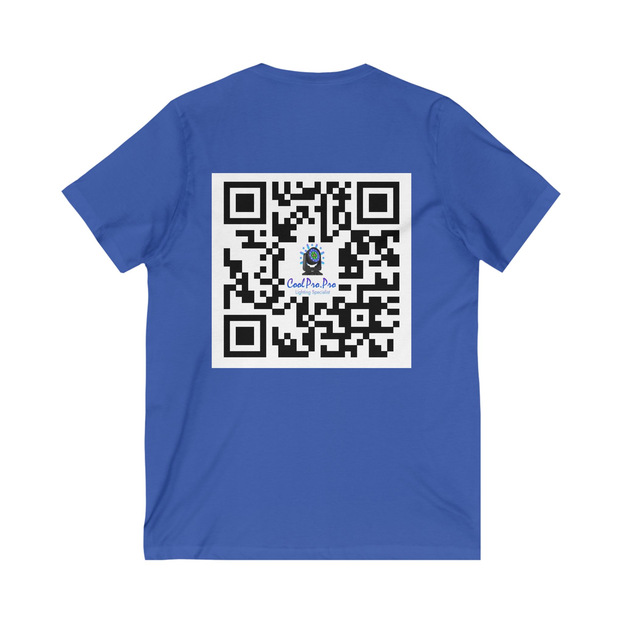 Cool Pro V-Neck Tee, Unisex Pro-Casual T-Shirt, DJ Rave Dance Lover Gift, QR Code Art w Fun intelligent light Logo Design Tee, Trendy Gift Idea - Image 12