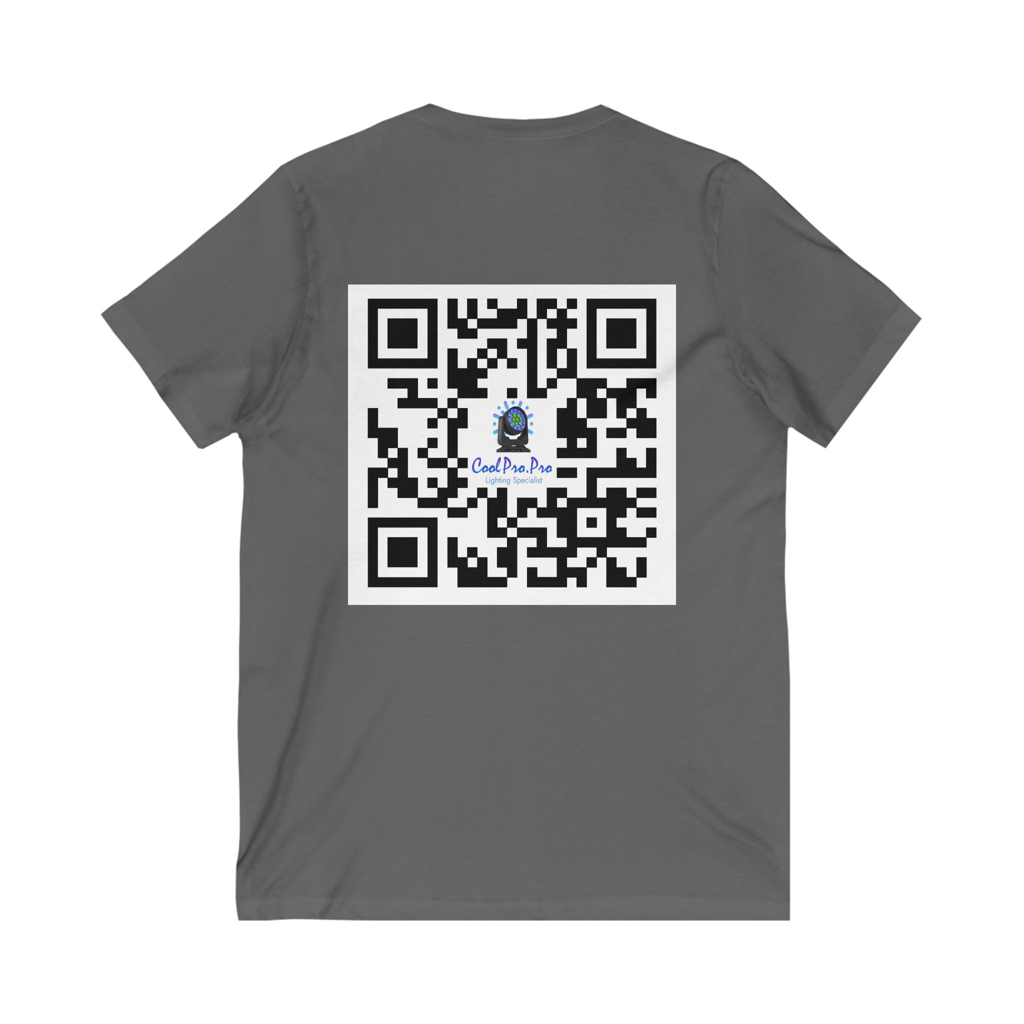 Cool Pro V-Neck Tee, Unisex Pro-Casual T-Shirt, DJ Rave Dance Lover Gift, QR Code Art w Fun intelligent light Logo Design Tee, Trendy Gift Idea - Image 16