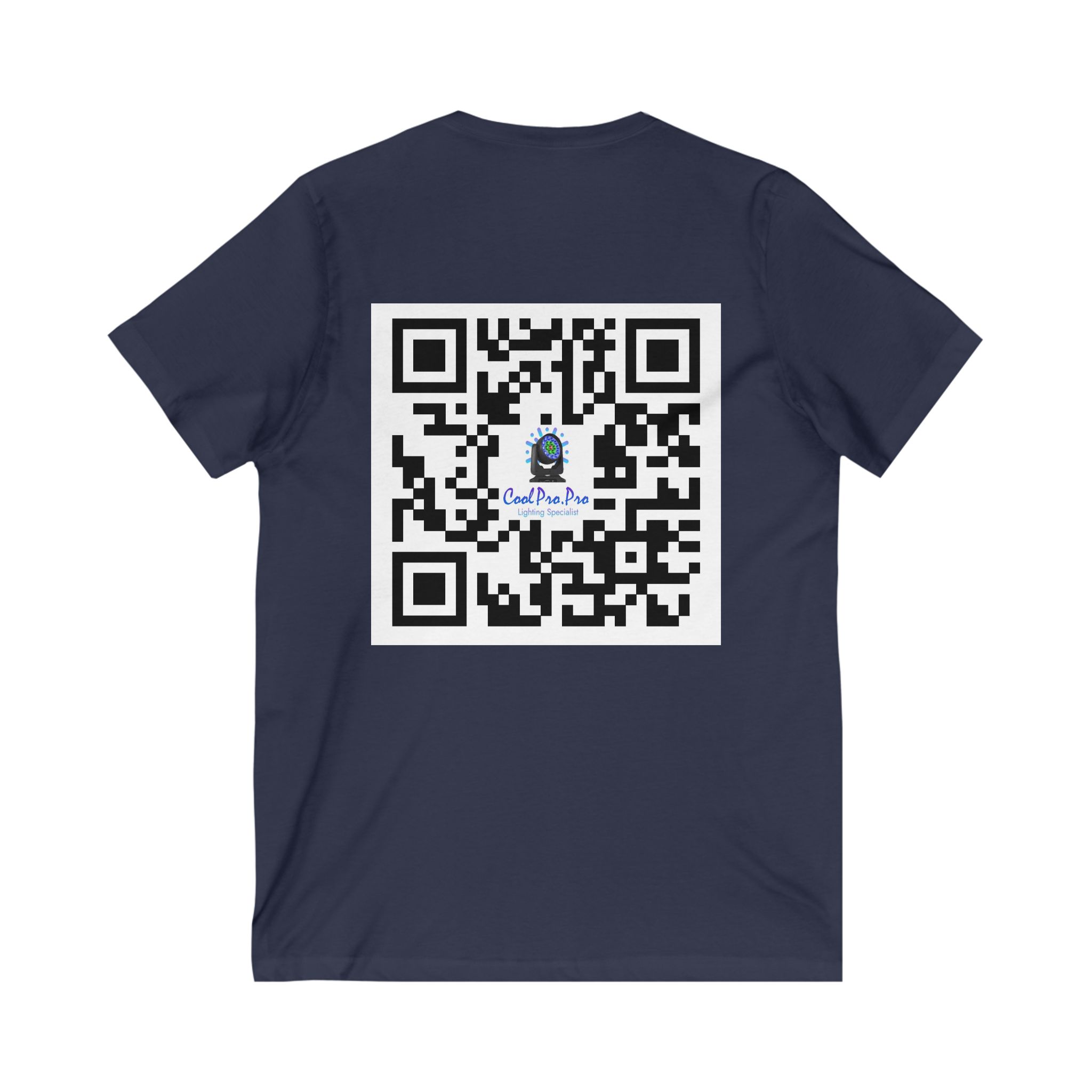 Cool Pro V-Neck Tee, Unisex Pro-Casual T-Shirt, DJ Rave Dance Lover Gift, QR Code Art w Fun intelligent light Logo Design Tee, Trendy Gift Idea - Image 20