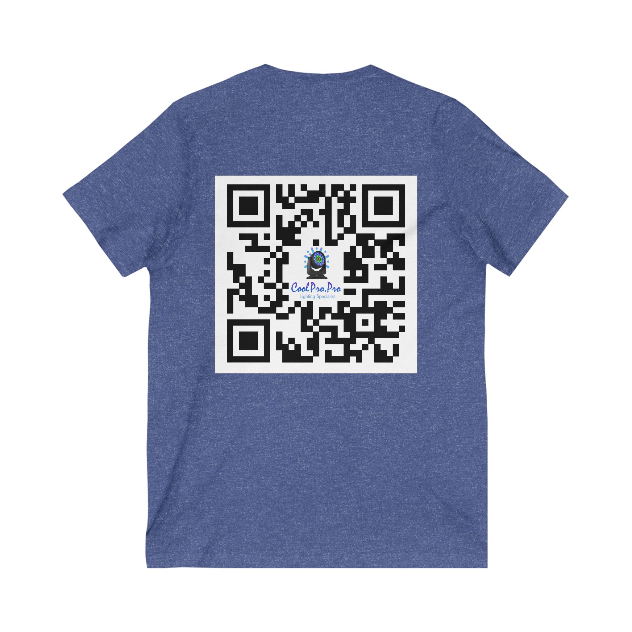 Cool Pro V-Neck Tee, Unisex Pro-Casual T-Shirt, DJ Rave Dance Lover Gift, QR Code Art w Fun intelligent light Logo Design Tee, Trendy Gift Idea - Image 14