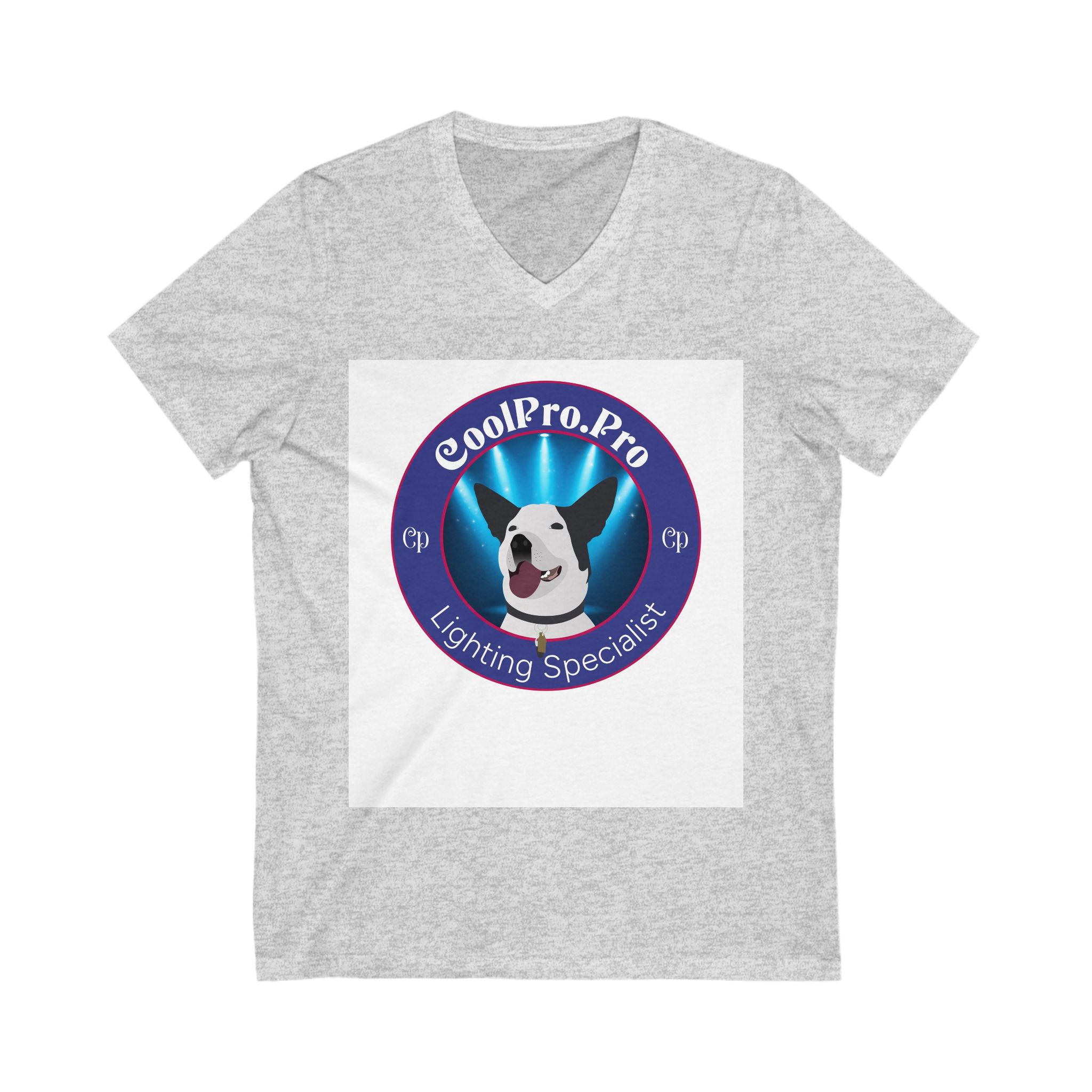 Cool Pro Lighting Specialist Tee, Funny Dog Lover Shirt, DJ-Dance Party V neck Tee, uni sex Fun Rave DJ Dog Tee shirt Gift for Lighting Technicians, Unisex V-Neck T-Shirt, Casual Everyday Wear - Image 3