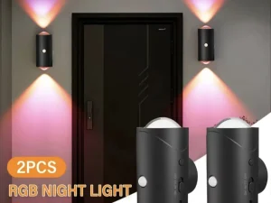 2xPc Rechargeable LED Magnetic Wall Sconce Lamps w/ M Sensor, Colors & FX
